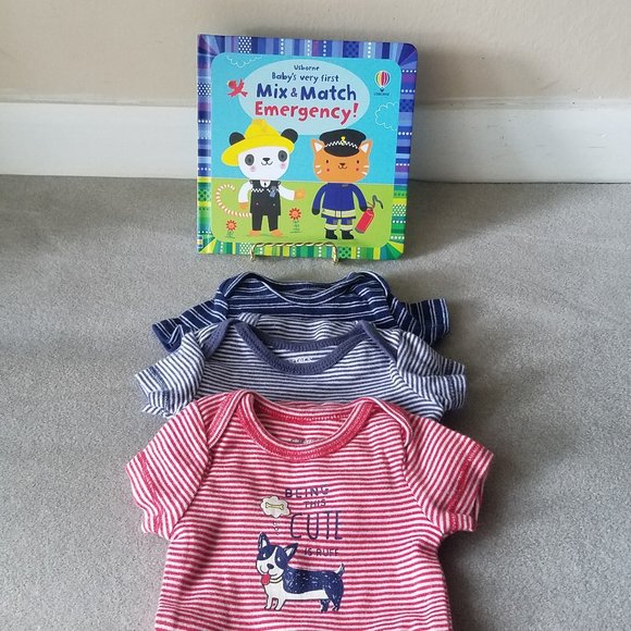 Carter's Other - Read With Me Bundle (Includes Usborne Board Book and 3 Carter's NB Onesies)